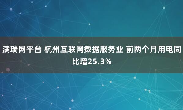 满瑞网平台 杭州互联网数据服务业 前两个月用电同比增25.3%